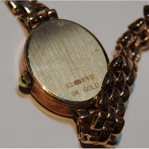 128 - Lady's Rotary 9ct gold bracelet watch with diamond-set bezel, 17.9g gross.