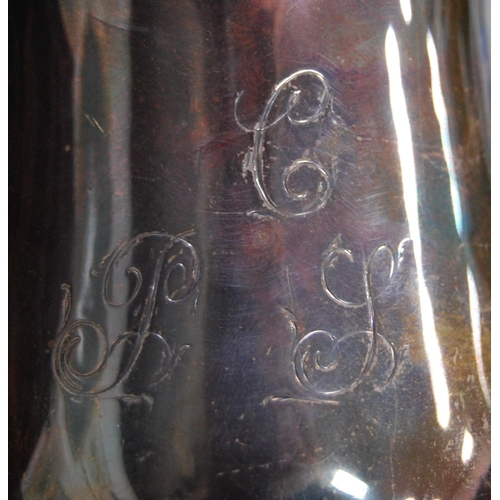 9 - Silver pint mug of baluster shape with scroll handle, by John Kidder, 1784, 26cm, 314g.