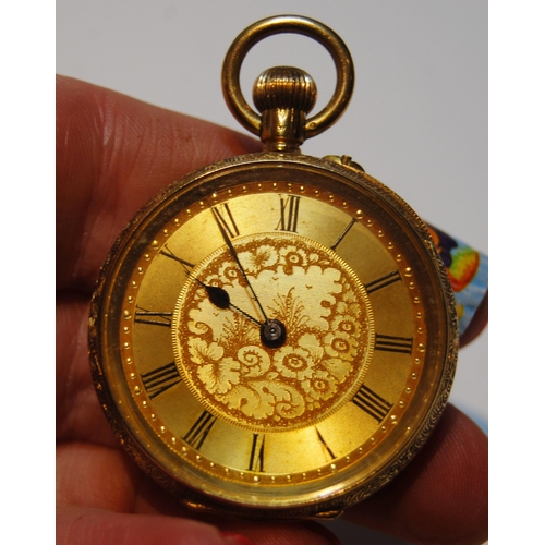 130 - Geneva cylinder pocket watch, in gold, 'K18'.