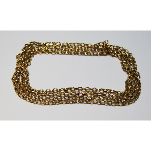 76 - 19th century gold guard chain, probably 15ct, 22g.