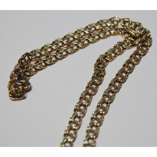 79 - 9ct gold necklet of filed double curb pattern, 14.2g, also a rolled gold watch.