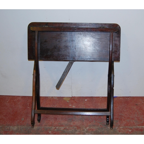 379 - 19th century mahogany folding campaign table on X-form supports, stamped WH to the underside, 67.5cm... 