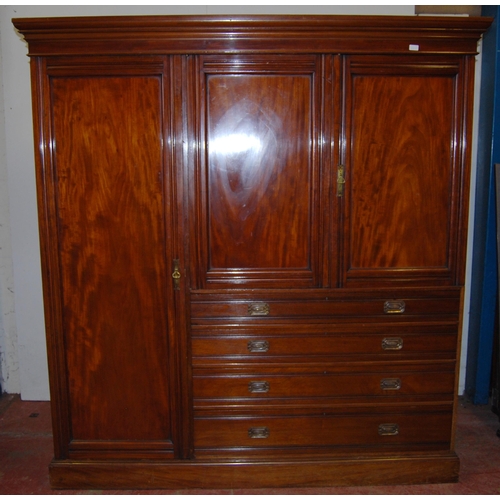 381 - Howard & Sons of London mahogany wardrobe, c. early 20th century, the moulded cornice above a la... 