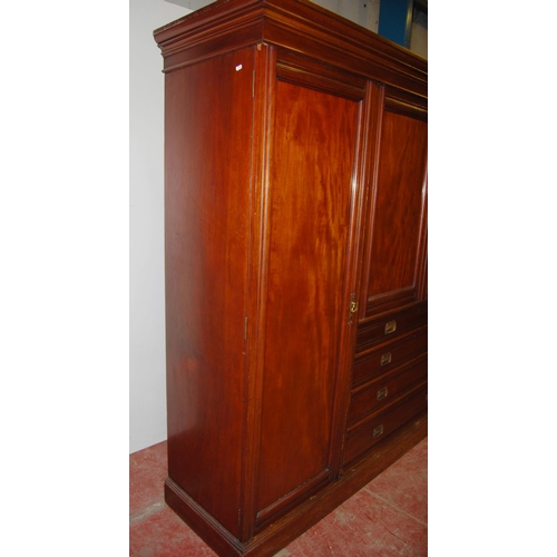 381 - Howard & Sons of London mahogany wardrobe, c. early 20th century, the moulded cornice above a la... 