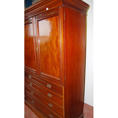 381 - Howard & Sons of London mahogany wardrobe, c. early 20th century, the moulded cornice above a la... 