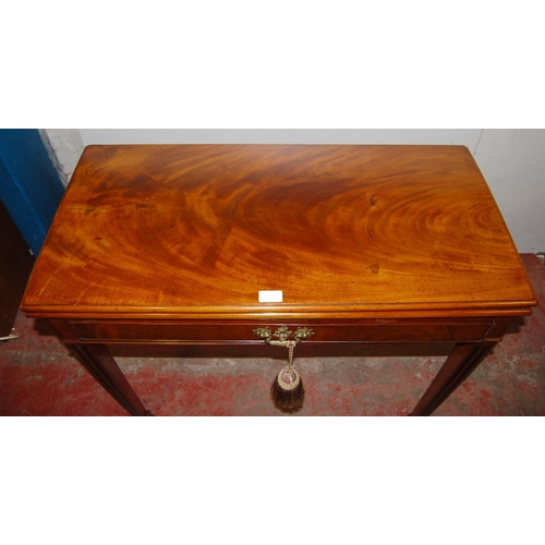 394 - George III style mahogany fold-over card table, the top enclosing a later green felt-lined interior ... 