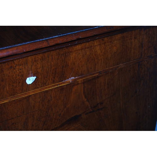 396 - 19th century mahogany chest of two short and three long graduated drawers with turned handles, on br... 