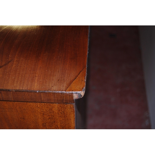 397 - 19th century mahogany bowfront chest of two short and three long graduated drawers, on bracket feet,... 