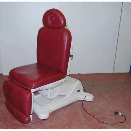 402 - Modern electric adjustable beauty therapist's chair by Weelko Wellness, upholstered in red Rexine, b... 