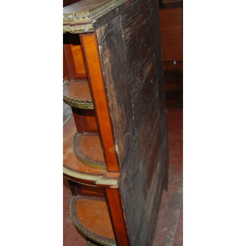 410 - Continental marquetry inlaid cabinet with pierced metal gallery above glazed doors and large marquet... 