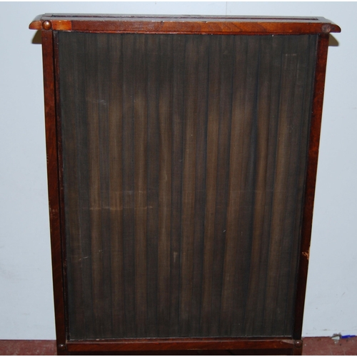 419 - 19th century mahogany screen in the manner of Gillows of Lancaster, with draped fabric to the front ... 