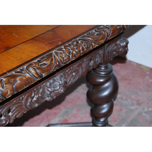 423 - Italian Baroque design centre table with marquetry inlaid rectangular top above pierced scroll friez... 