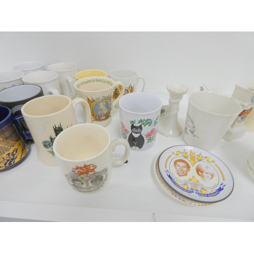 285 - Collection of commemorative mugs, crested ware and other decorative items