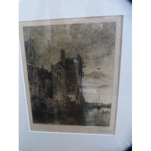 119 - Collection of framed prints to include a bridge, signed by F Robson, another by P Dudley, bird print... 