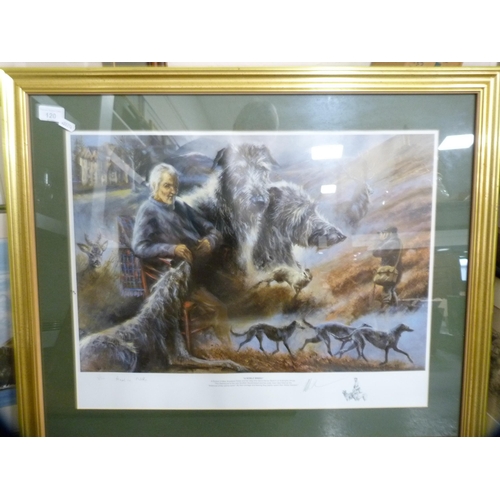 120 - Framed watercolour of trees, pencil signed limited edition print, 'A Noble Breed', 12/500, and three... 