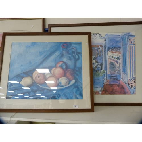 121 - After Raoul DufyFramed print and another print of apples.  (2)