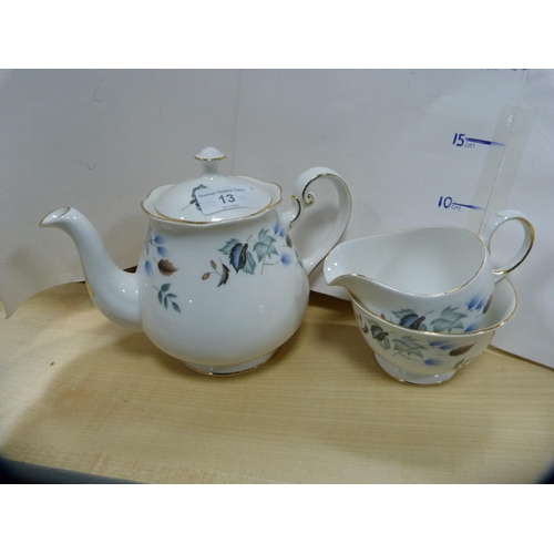 13 - Colclough floral decorated part tea set.