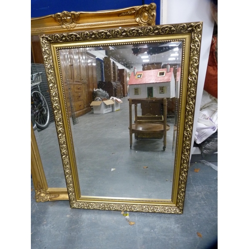 134 - Two rectangular gilt framed wall mirrors.  (2)