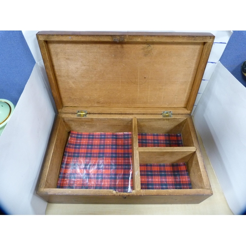 17 - 19th century inlaid mahogany work box and a tea caddy.