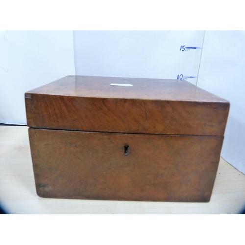 17 - 19th century inlaid mahogany work box and a tea caddy.