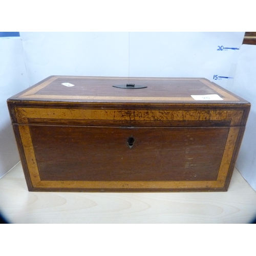 20 - 19th century inlaid mahogany tea caddy and a cigarette box.