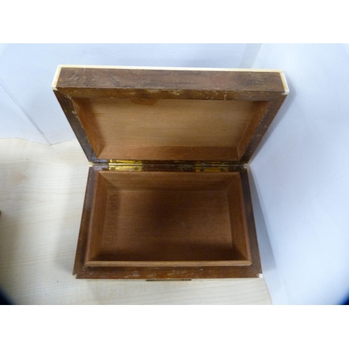 20 - 19th century inlaid mahogany tea caddy and a cigarette box.