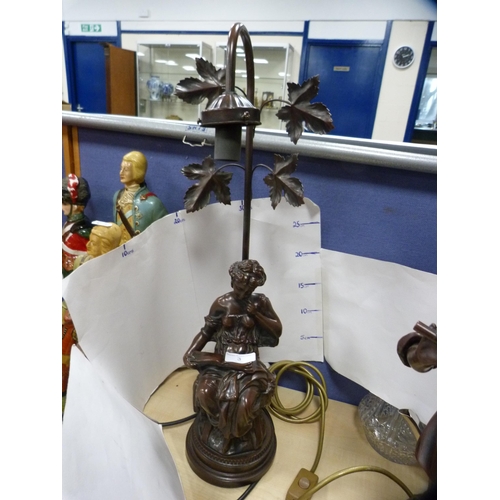 3 - Two reproduction resin French-style figural table lamps, one modelled as a child with a lute and the... 