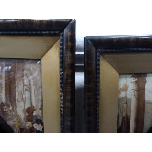 37 - Pair of framed crystoleums depicting court scenes, 18cm x 27cm.  (2)