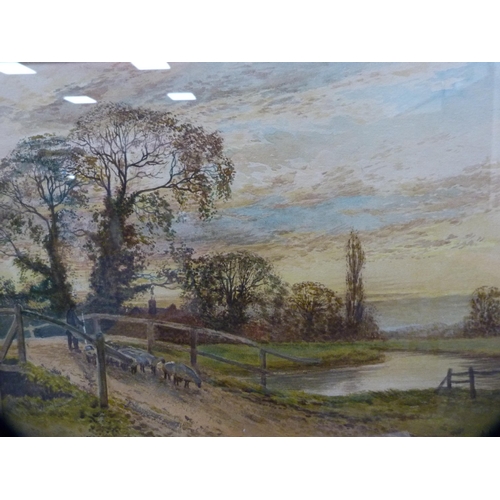 39 - British SchoolLandscape scene with farmer and sheepInitialled IHW and dated '92, watercolour, and I ... 