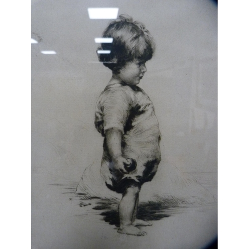 40 - Sidney TushinghamPortrait of a child with a ballPencil signed etching, 27cm x 18cm.... 