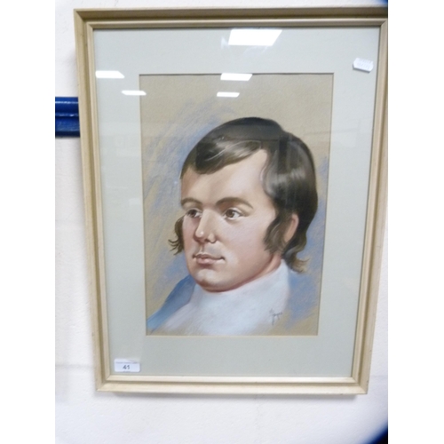 41 - M HayesPortrait of Robert Burns, and a print after Sir William Russell Flint.  (2)... 