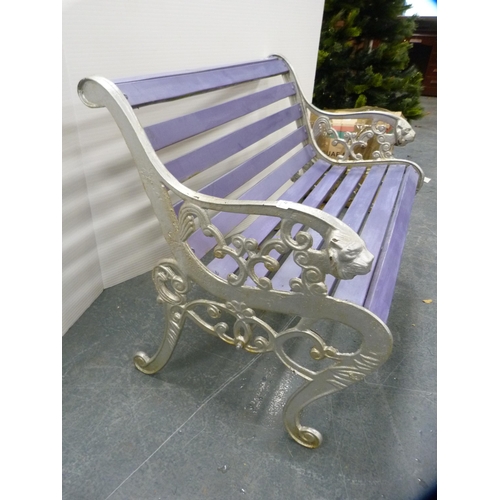 415 - Garden bench with metal ends.