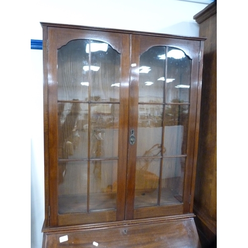 421 - Edwardian mahogany bureau bookcase.