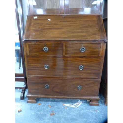 421 - Edwardian mahogany bureau bookcase.