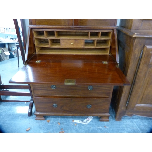 421 - Edwardian mahogany bureau bookcase.