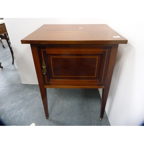 427 - Edwardian inlaid mahogany pot cupboard.