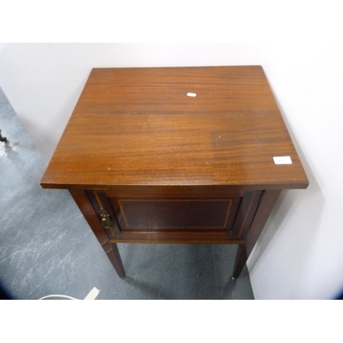 427 - Edwardian inlaid mahogany pot cupboard.