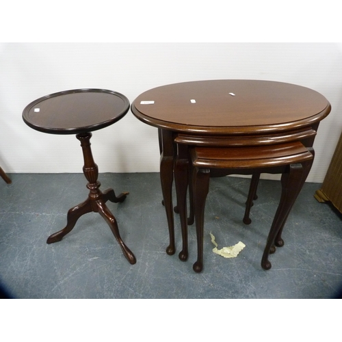 430 - Nest of three mahogany tables and a similar wine table.