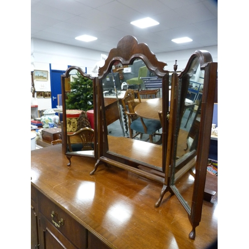 436 - Mahogany-framed triple dressing mirror.