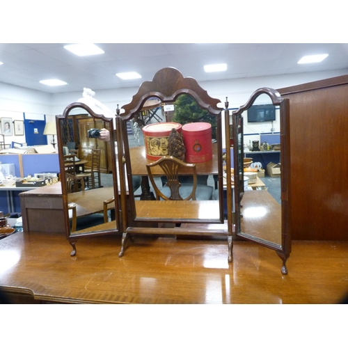 436 - Mahogany-framed triple dressing mirror.