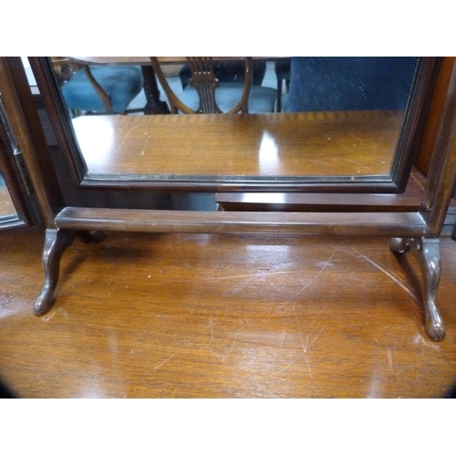 436 - Mahogany-framed triple dressing mirror.