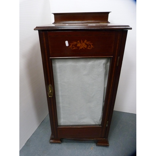 442 - Edwardian inlaid music cabinet.