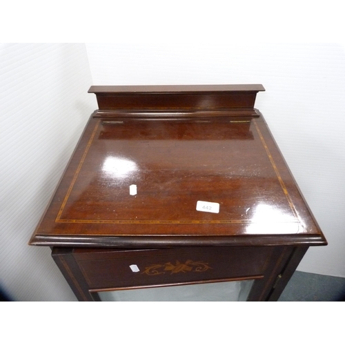 442 - Edwardian inlaid music cabinet.