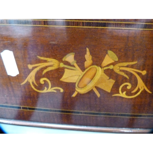 442 - Edwardian inlaid music cabinet.