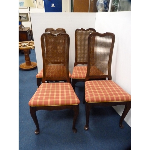 446 - Set of four French-style parlour-type chairs with bergère cane back rests.