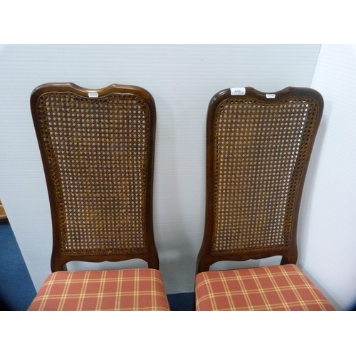 446 - Set of four French-style parlour-type chairs with bergère cane back rests.