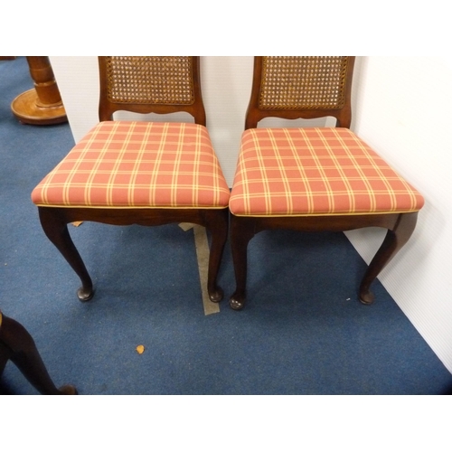 446 - Set of four French-style parlour-type chairs with bergère cane back rests.