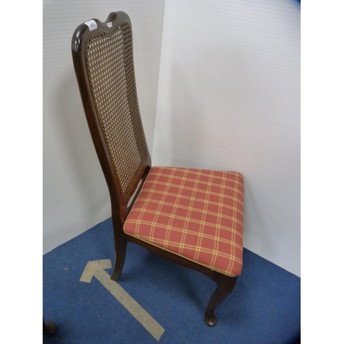 446 - Set of four French-style parlour-type chairs with bergère cane back rests.