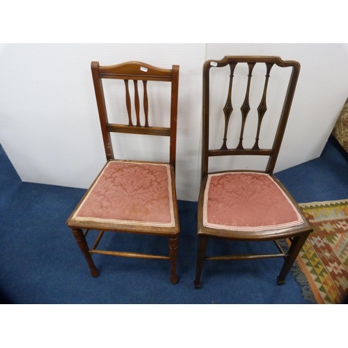 457 - Set of three matching Hepplewhite-style shield-back dining chairs and two parlour chairs.  (5)