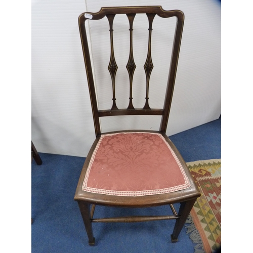 457 - Set of three matching Hepplewhite-style shield-back dining chairs and two parlour chairs.  (5)